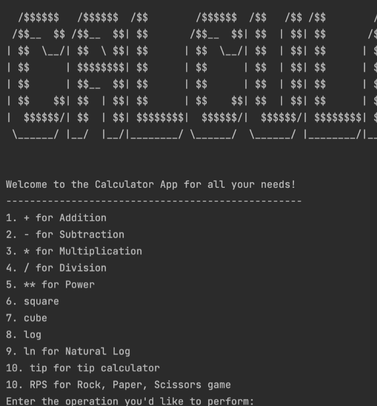 Calculator with Functions